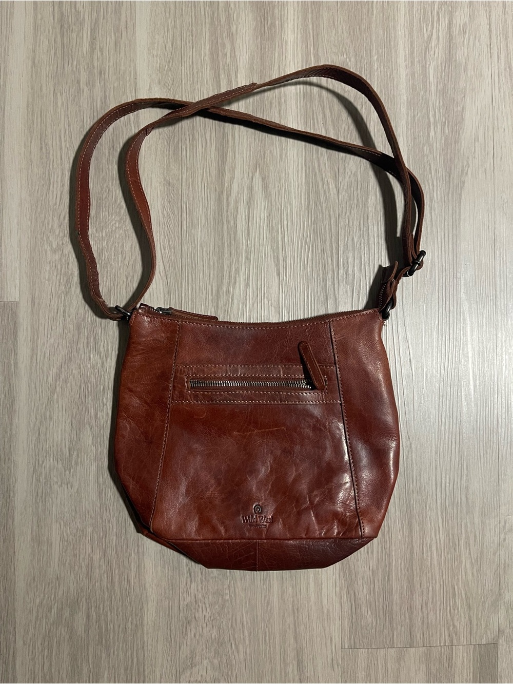 Brown Leather Wild West Crossbody Bag